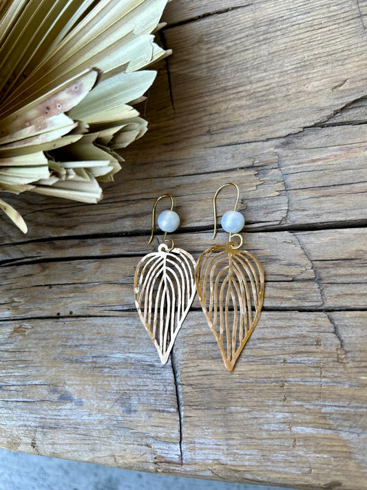 Leaf and Pearl Earrings